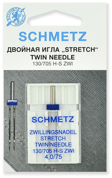 Иглы Schmetz стрейч двойные 130/705 H-S ZWI 4,0/75, 1 шт в Мытищах
